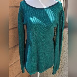 H By Halston Green Ribbed Sweater